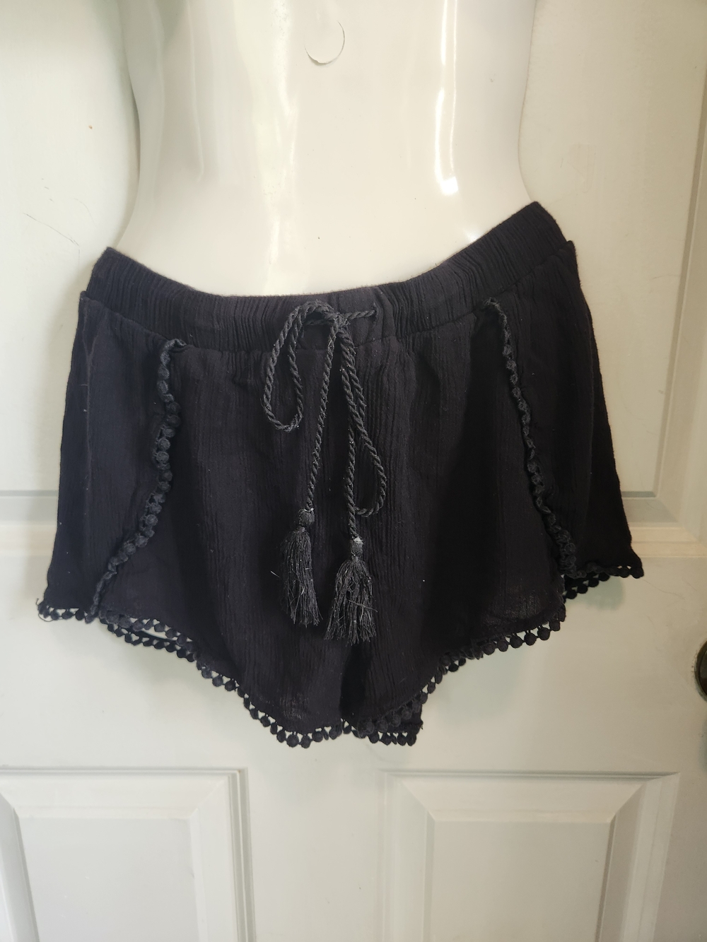 H&M Black Tassel Trim Shorts